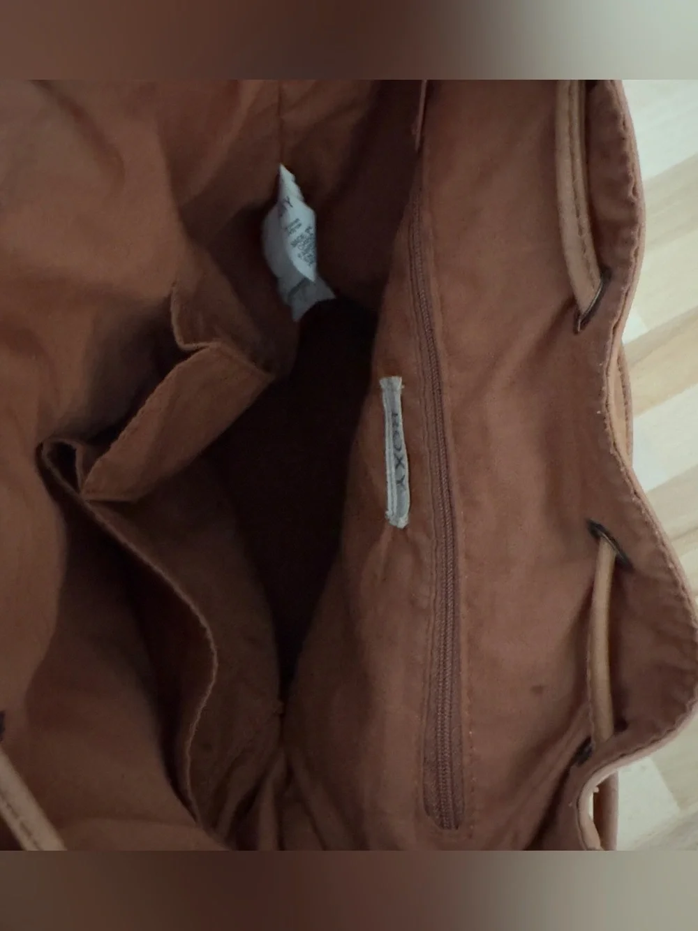 Roxy Brown Faux Leather Drawstring Backpack